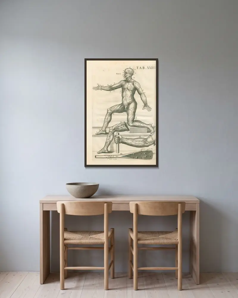 Tabulae anatomicae a celeberrimo pictore Petro Berretino Cortonensi Pl.24 av Pietro da Cortona inramad på en vägg