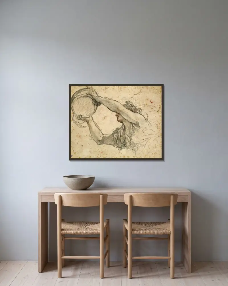 Kvinna som håller påvestolen av Pietro da Cortona inramad på en vägg