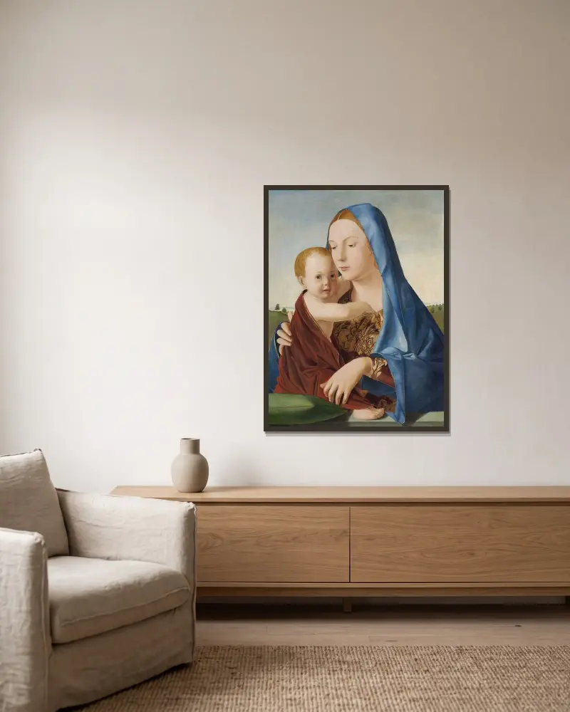 Madonna and Child av Antonello da Messina inramad på en vägg