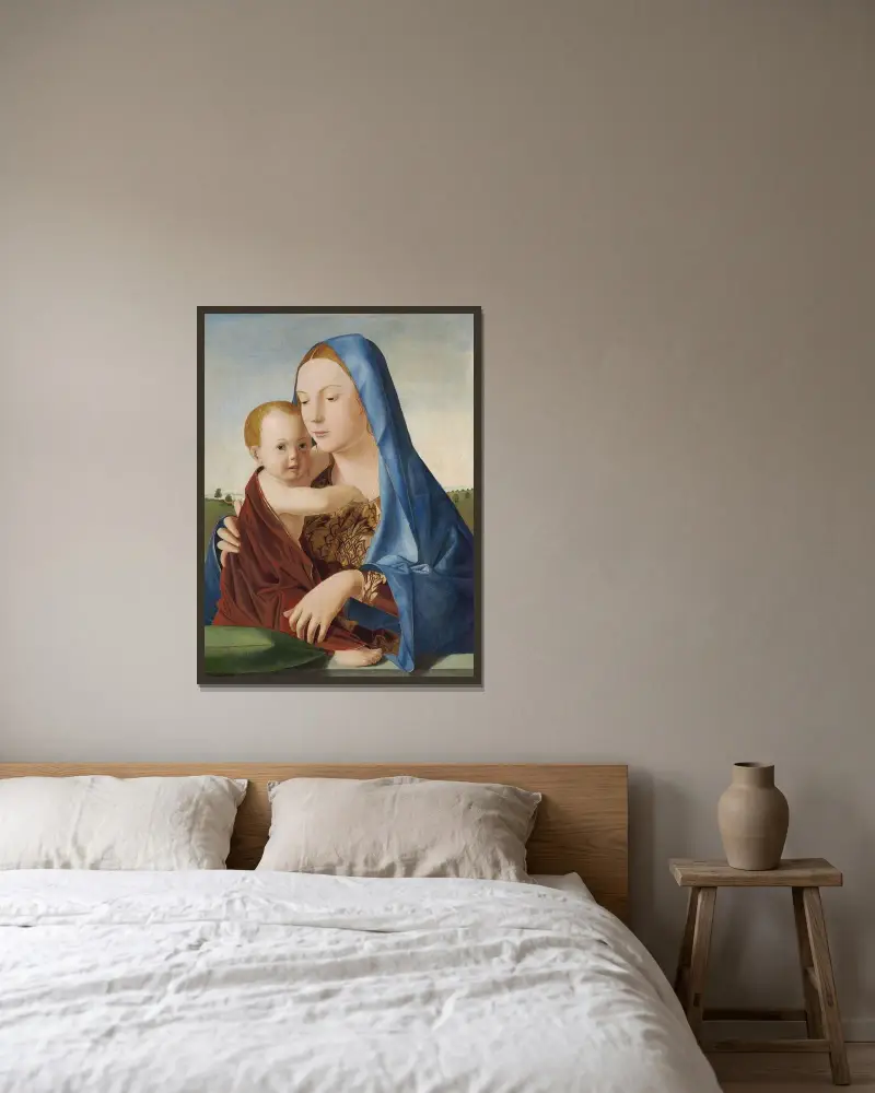 Madonna and Child av Antonello da Messina inramad på en vägg