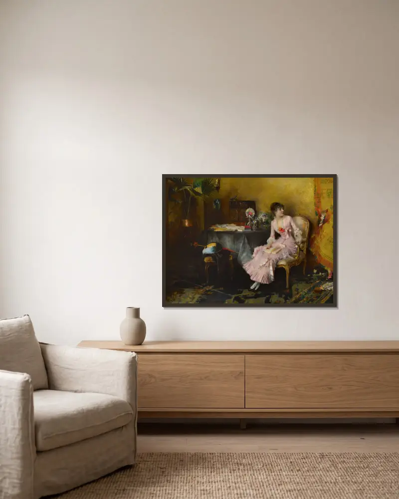 Jeune Femme En Rose Avec Son Enfant av Pascal-Adolphe-Jean Dagnan-Bouveret inramad på en vägg