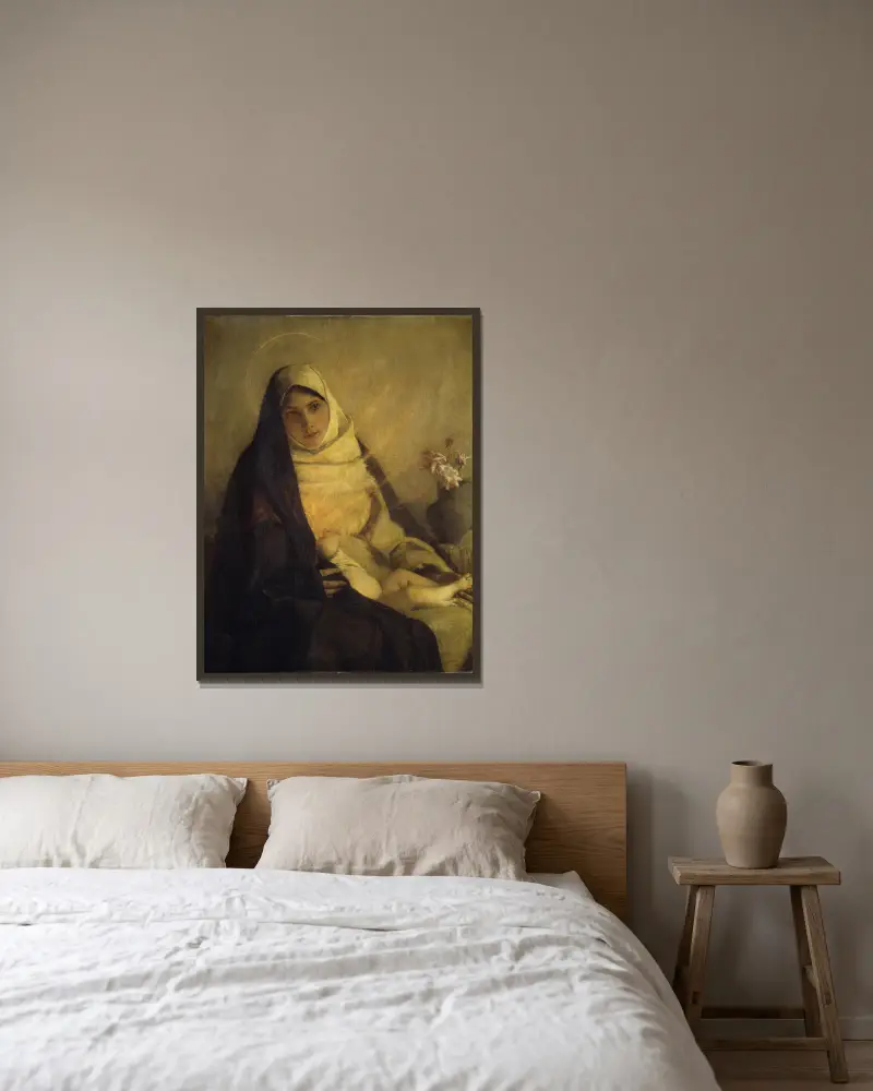 Madonna of the Rose av Pascal-Adolphe-Jean Dagnan-Bouveret inramad på en vägg