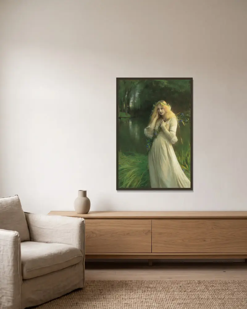 Ophelia von Pascal-Adolphe-Jean Dagnan-Bouveret gerahmt an einer Wand