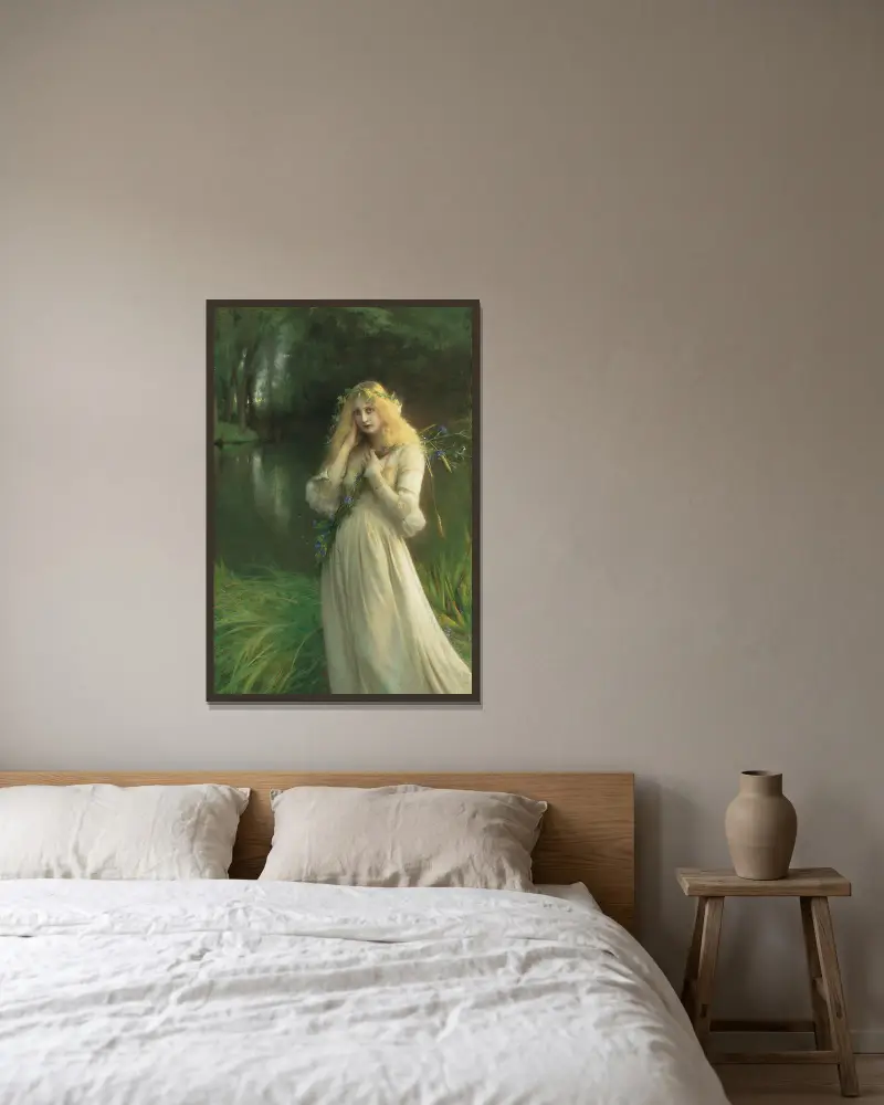 Ophelia von Pascal-Adolphe-Jean Dagnan-Bouveret gerahmt an einer Wand