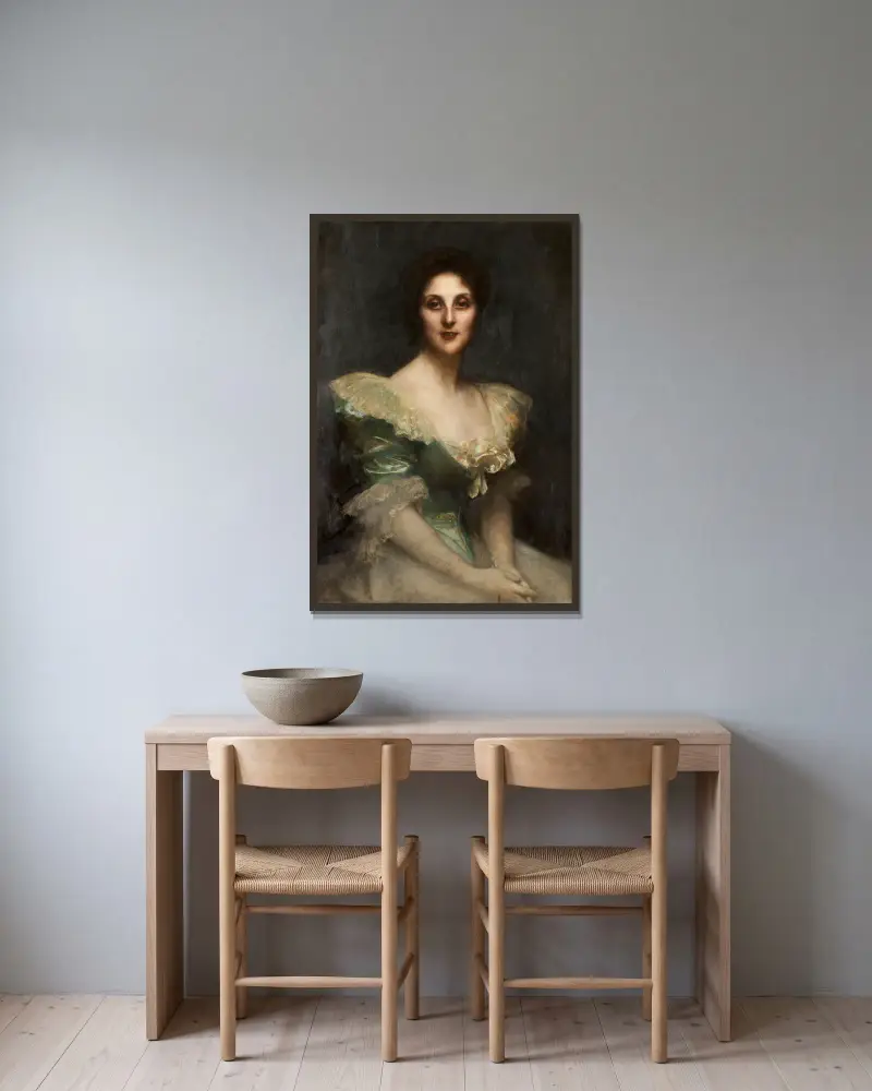 Portrait de Fanny Thérèse Reinach av Pascal-Adolphe-Jean Dagnan-Bouveret inramad på en vägg