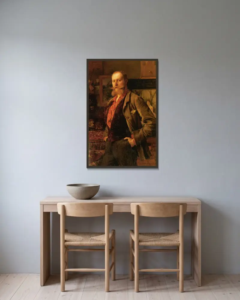 Porträtt av Gustave Courtois av Pascal-Adolphe-Jean Dagnan-Bouveret inramad på en vägg