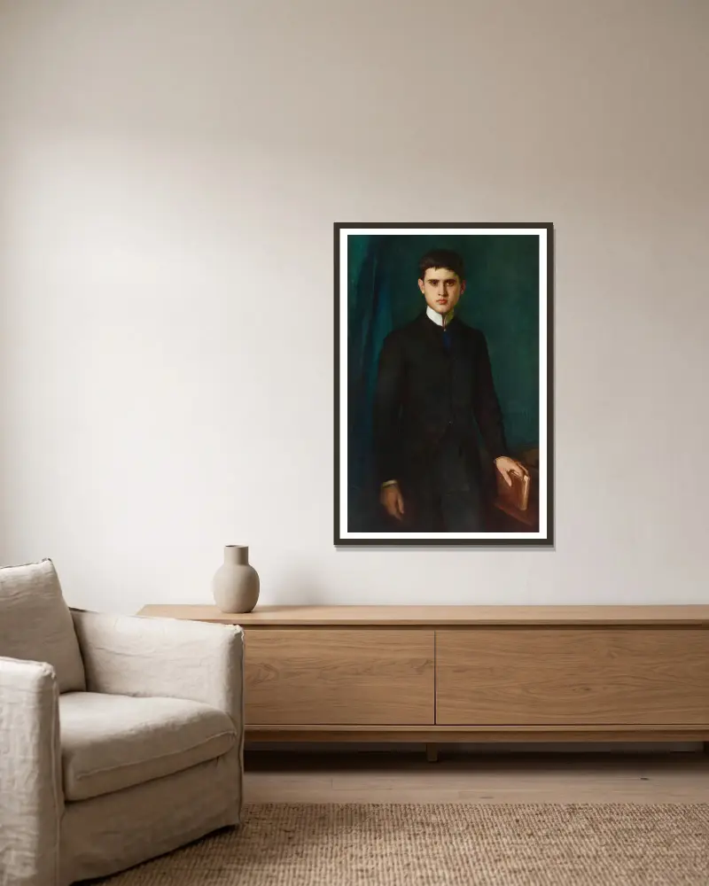 Portrait of Joannes de Stuers at 20 years old av Pascal-Adolphe-Jean Dagnan-Bouveret inramad på en vägg