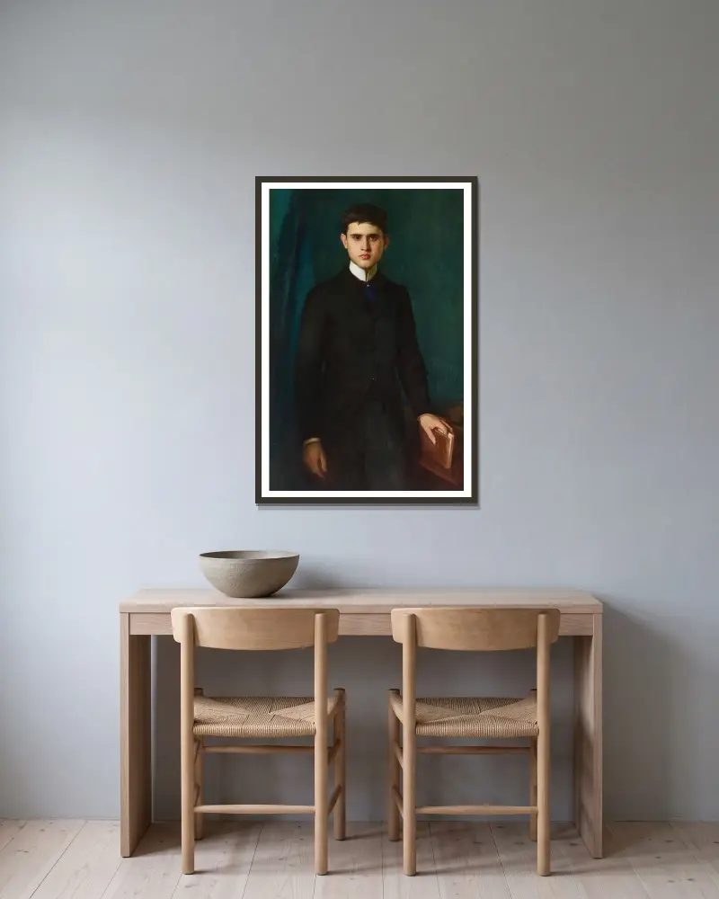 Portrait of Joannes de Stuers at 20 years old av Pascal-Adolphe-Jean Dagnan-Bouveret inramad på en vägg