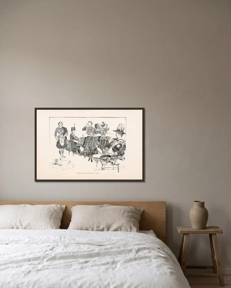 Ein Kriegsrat in kommenden Tagen, 1896 von Charles Dana Gibson gerahmt an einer Wand
