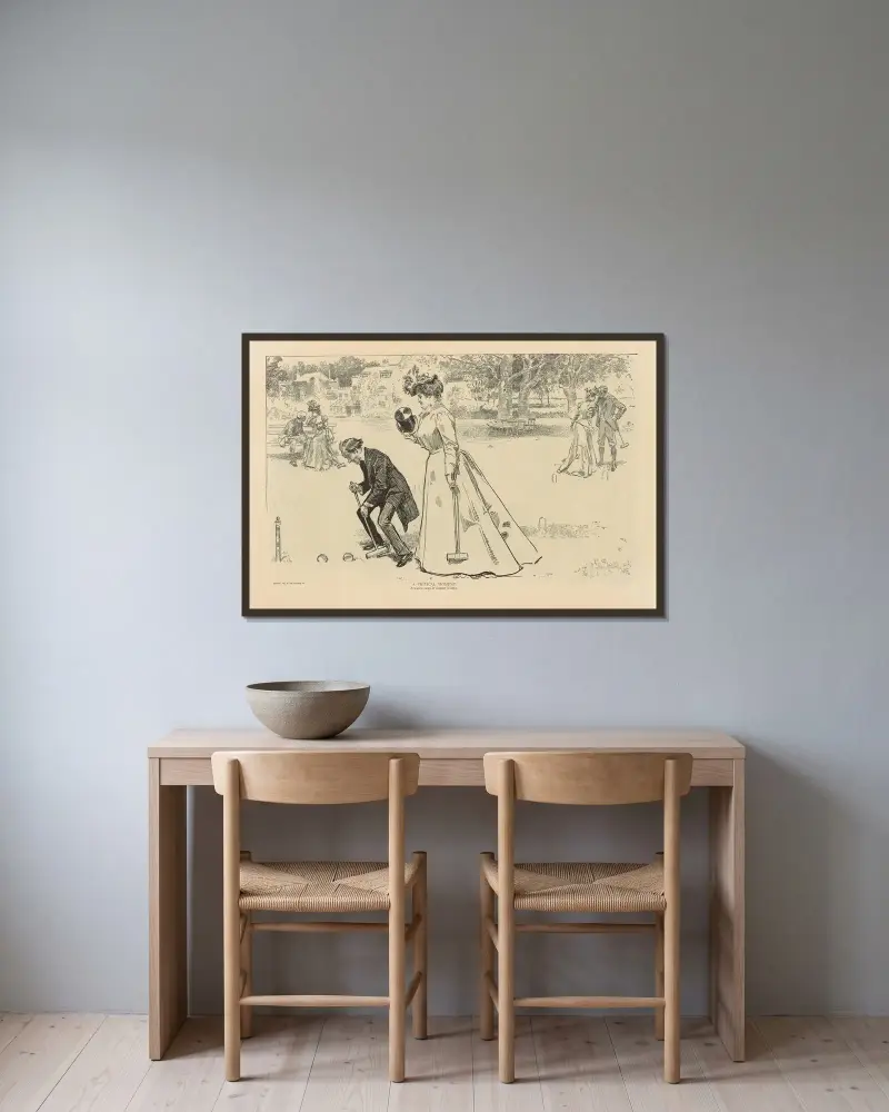 Ett kritiskt ögonblick av Charles Dana Gibson inramad på en vägg