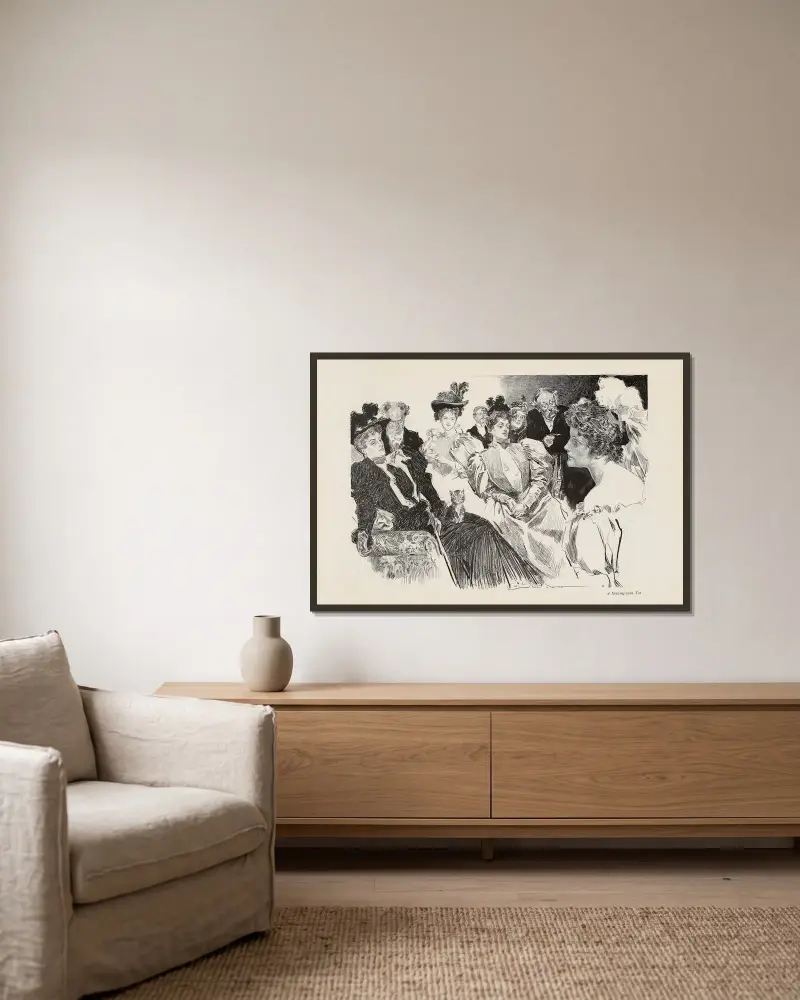 Salontee von Charles Dana Gibson gerahmt an einer Wand