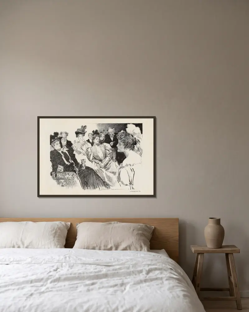 Salontee von Charles Dana Gibson gerahmt an einer Wand