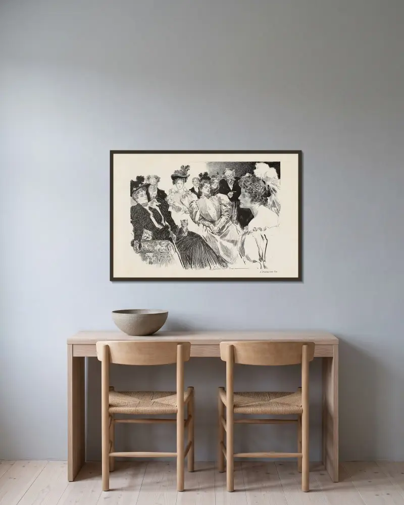 Salontee von Charles Dana Gibson gerahmt an einer Wand