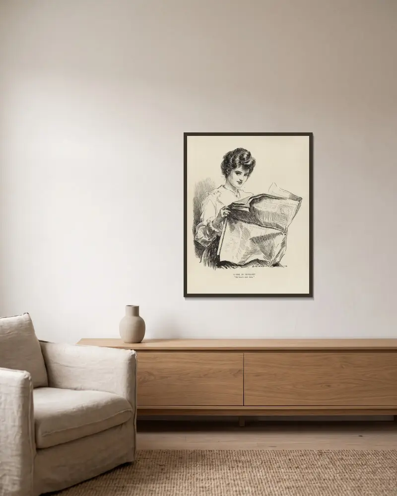 En flicka i Tipperary av Charles Dana Gibson inramad på en vägg