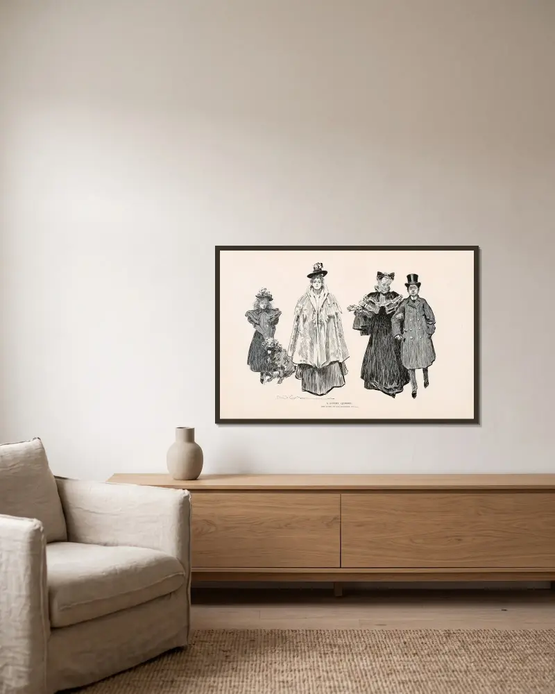 Ein Liebesstreit von Charles Dana Gibson gerahmt an einer Wand