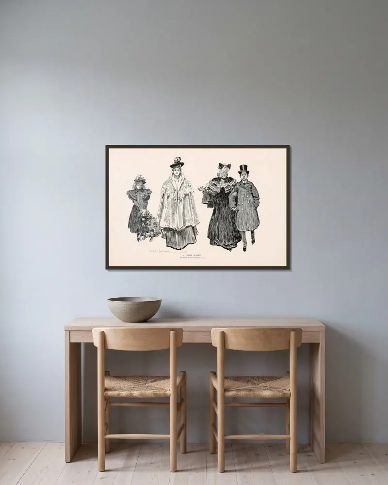 Ein Liebesstreit von Charles Dana Gibson gerahmt an einer Wand