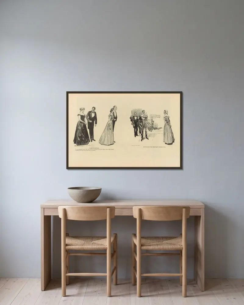 Ein Missverständnis von Charles Dana Gibson gerahmt an einer Wand
