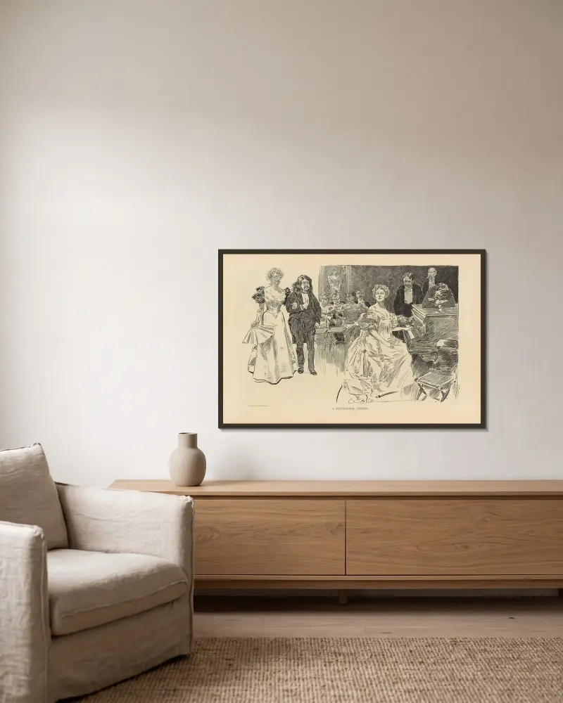 En professionell kväll av Charles Dana Gibson inramad på en vägg