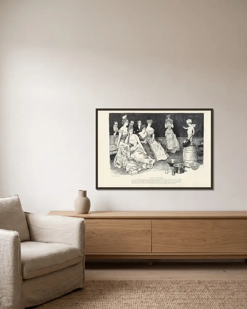 Kvitto för kyssar av Charles Dana Gibson inramad på en vägg