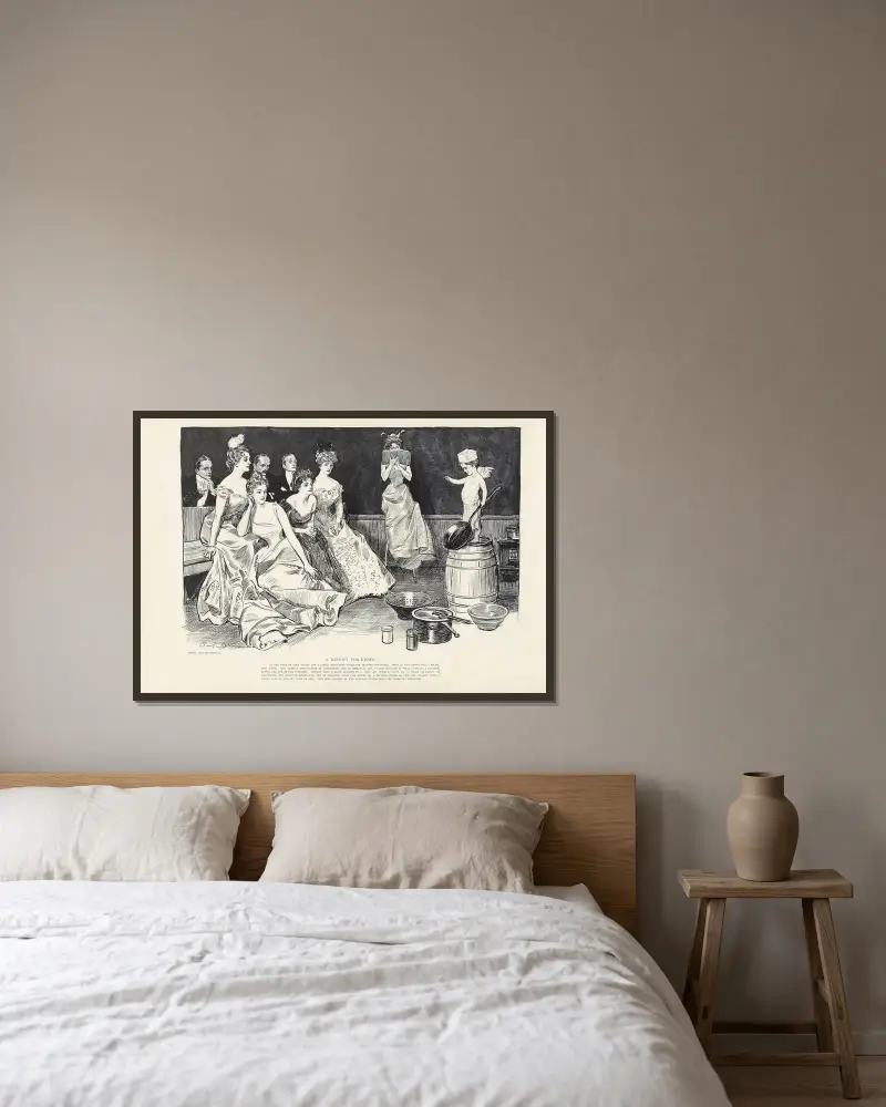 Kvitto för kyssar av Charles Dana Gibson inramad på en vägg