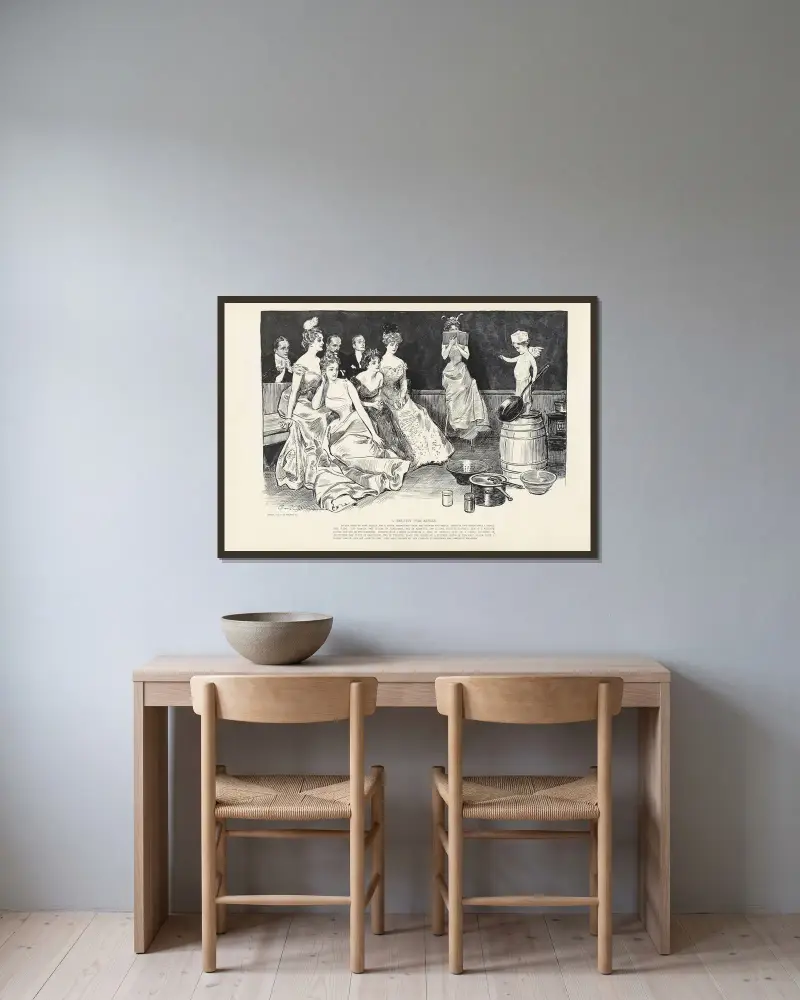 Kvitto för kyssar av Charles Dana Gibson inramad på en vägg