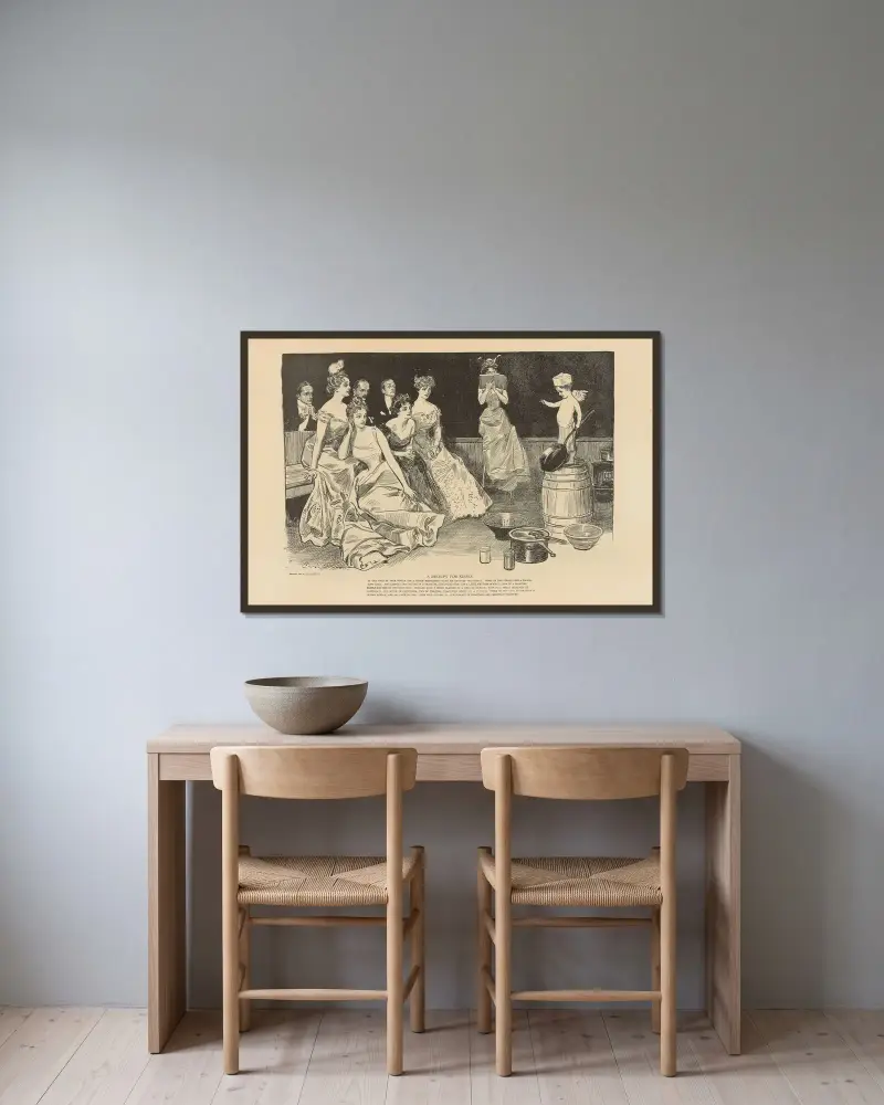 Ett kvitto för kyssar av Charles Dana Gibson inramad på en vägg