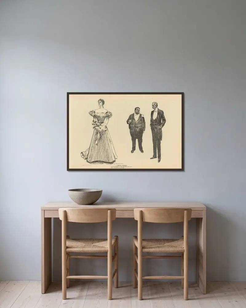 Eine besondere Ausstellung von Charles Dana Gibson gerahmt an einer Wand