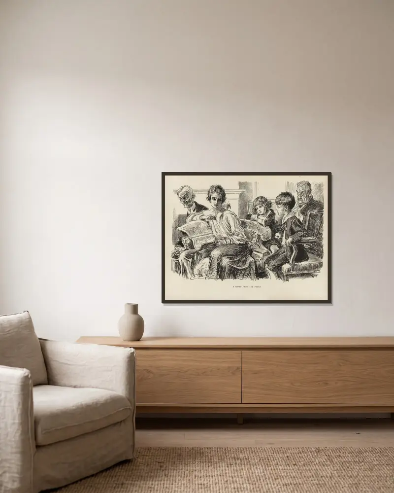 En berättelse från fronten av Charles Dana Gibson inramad på en vägg