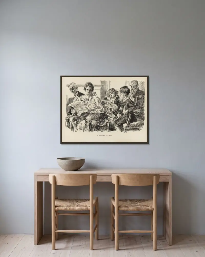 En berättelse från fronten av Charles Dana Gibson inramad på en vägg