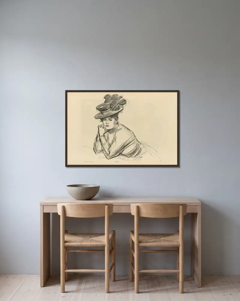 Eine Studie von Charles Dana Gibson gerahmt an einer Wand