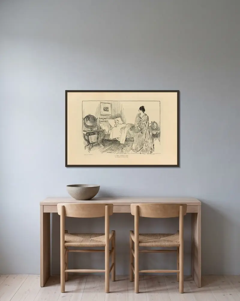 Ett mycket vanligt fall av Charles Dana Gibson inramad på en vägg