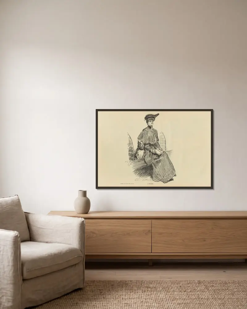 Vítězka, Charles Dana Gibson v rámu na stěně