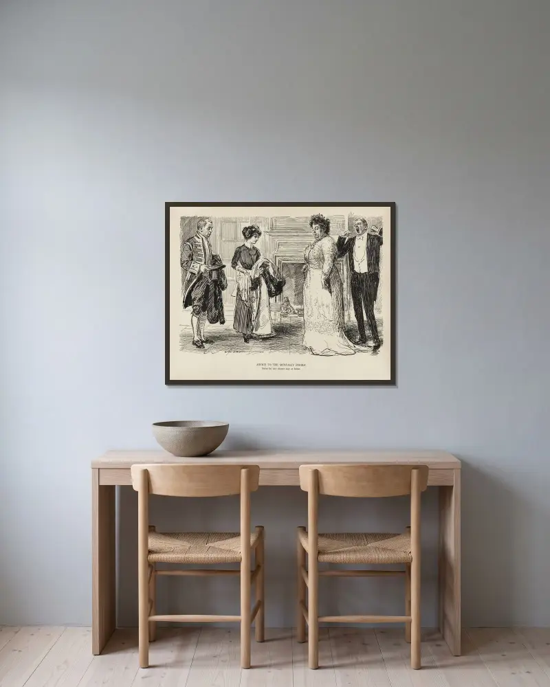 Ratschläge an die geistig Schwachen – Bleib ja nicht zu Hause von Charles Dana Gibson gerahmt an einer Wand