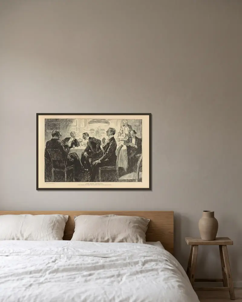 Tischgespräch nach dem Dinner von Charles Dana Gibson gerahmt an einer Wand