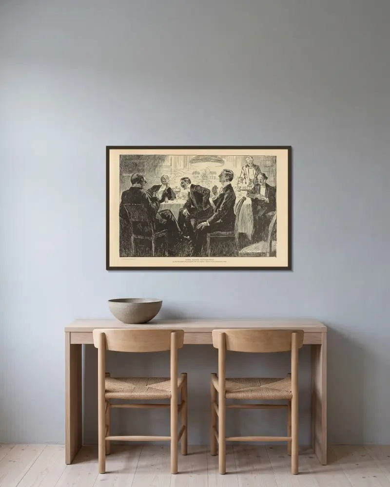 Tischgespräch nach dem Dinner von Charles Dana Gibson gerahmt an einer Wand