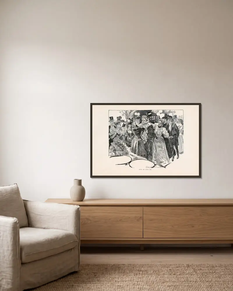 Efter Grand Prix av Charles Dana Gibson inramad på en vägg