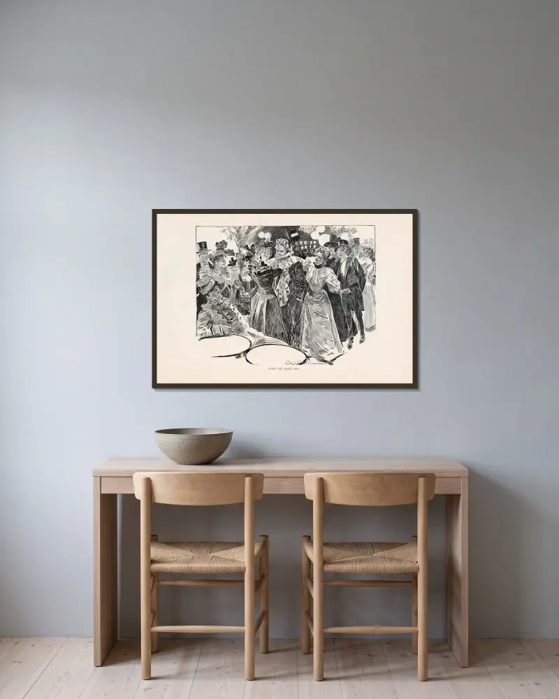Efter Grand Prix av Charles Dana Gibson inramad på en vägg