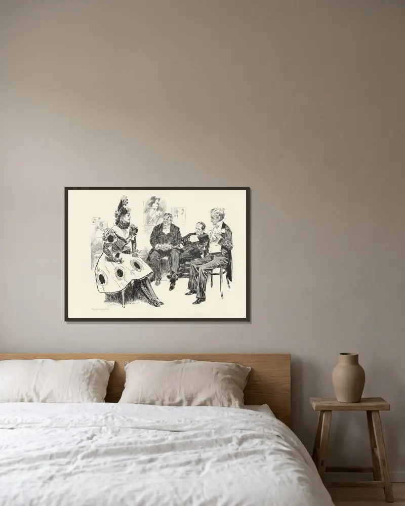 Efter föreställningen av Charles Dana Gibson inramad på en vägg