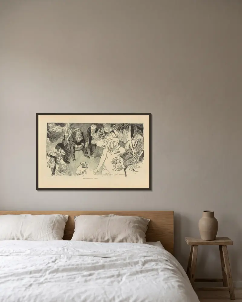 En relief efter middagen av Charles Dana Gibson inramad på en vägg