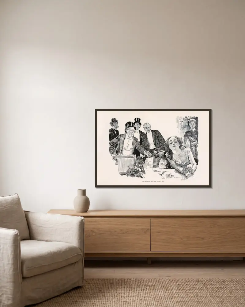 Ett gräl med primadonnan av Charles Dana Gibson inramad på en vägg