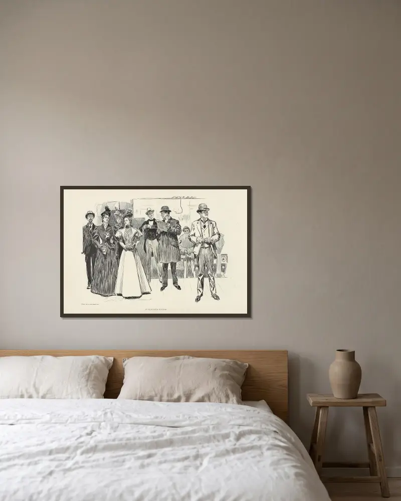 Eine erhöhte Station, 1898 von Charles Dana Gibson gerahmt an einer Wand