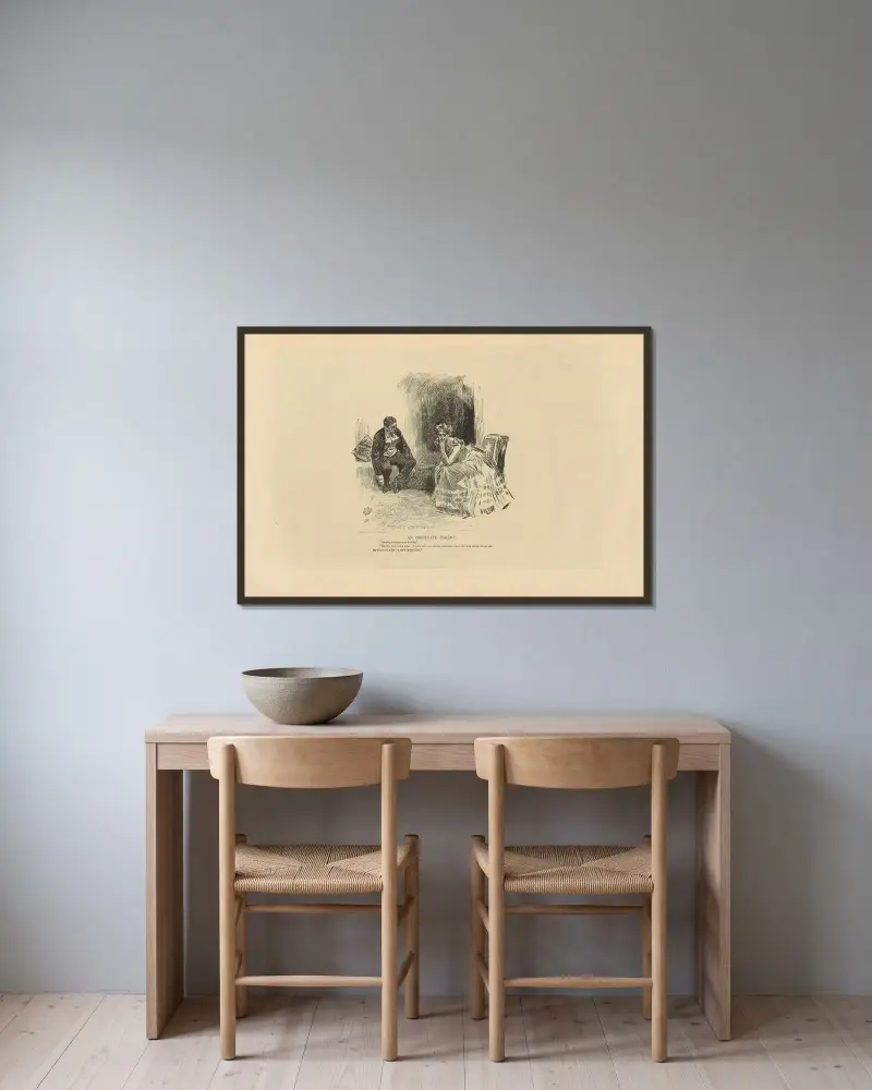 Ein hartnäckiger Elternteil von Charles Dana Gibson gerahmt an einer Wand