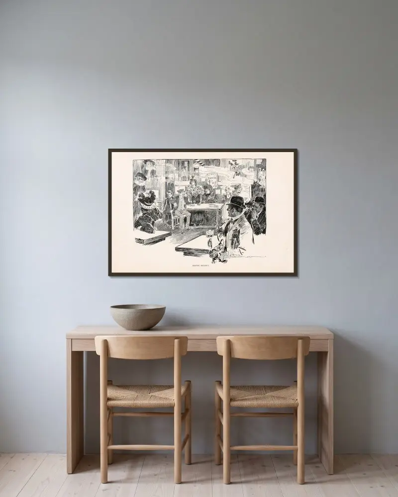 Aristide Bruants av Charles Dana Gibson inramad på en vägg