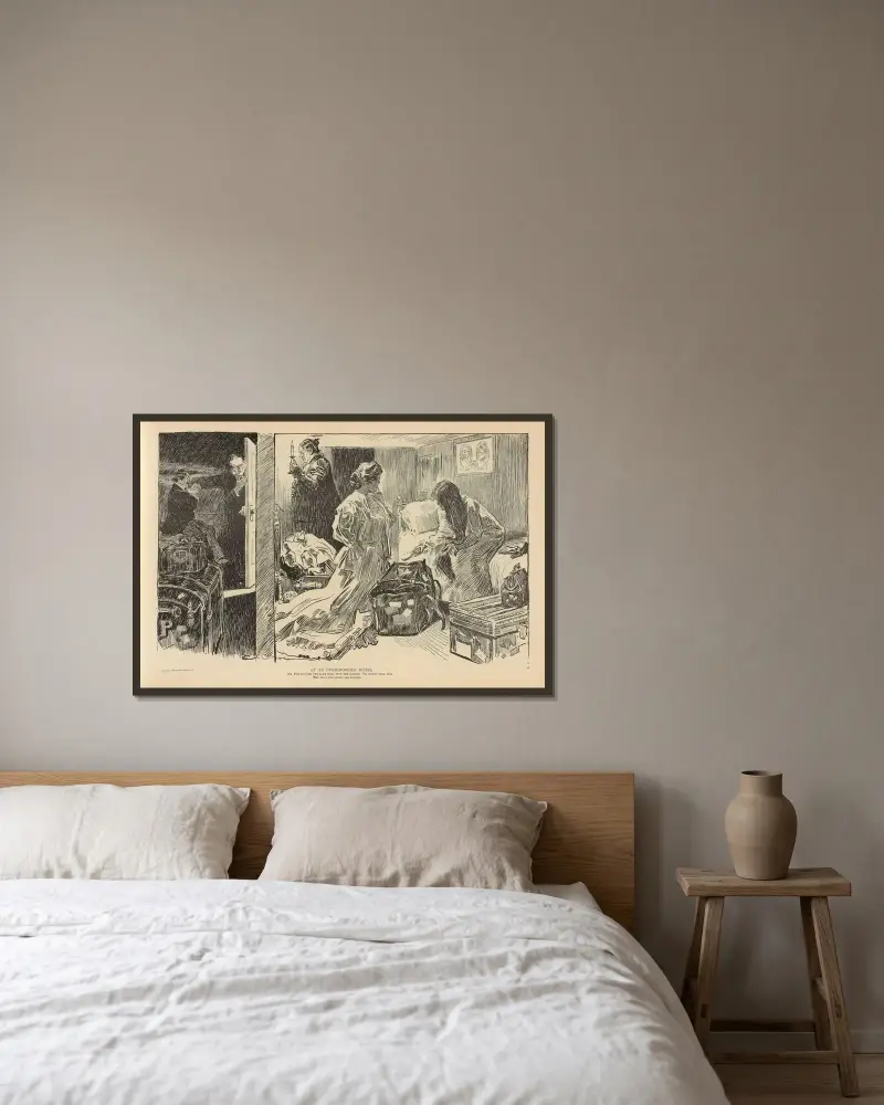 På ett överfullt hotell av Charles Dana Gibson inramad på en vägg