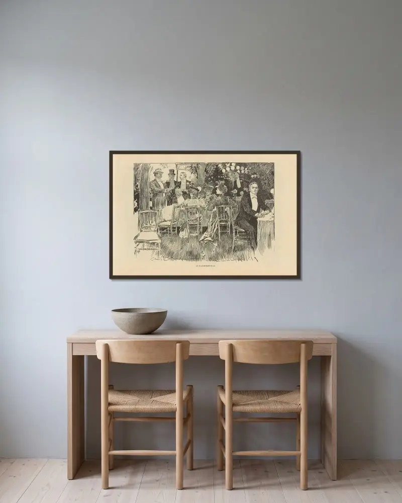 At D’Armenonville av Charles Dana Gibson inramad på en vägg