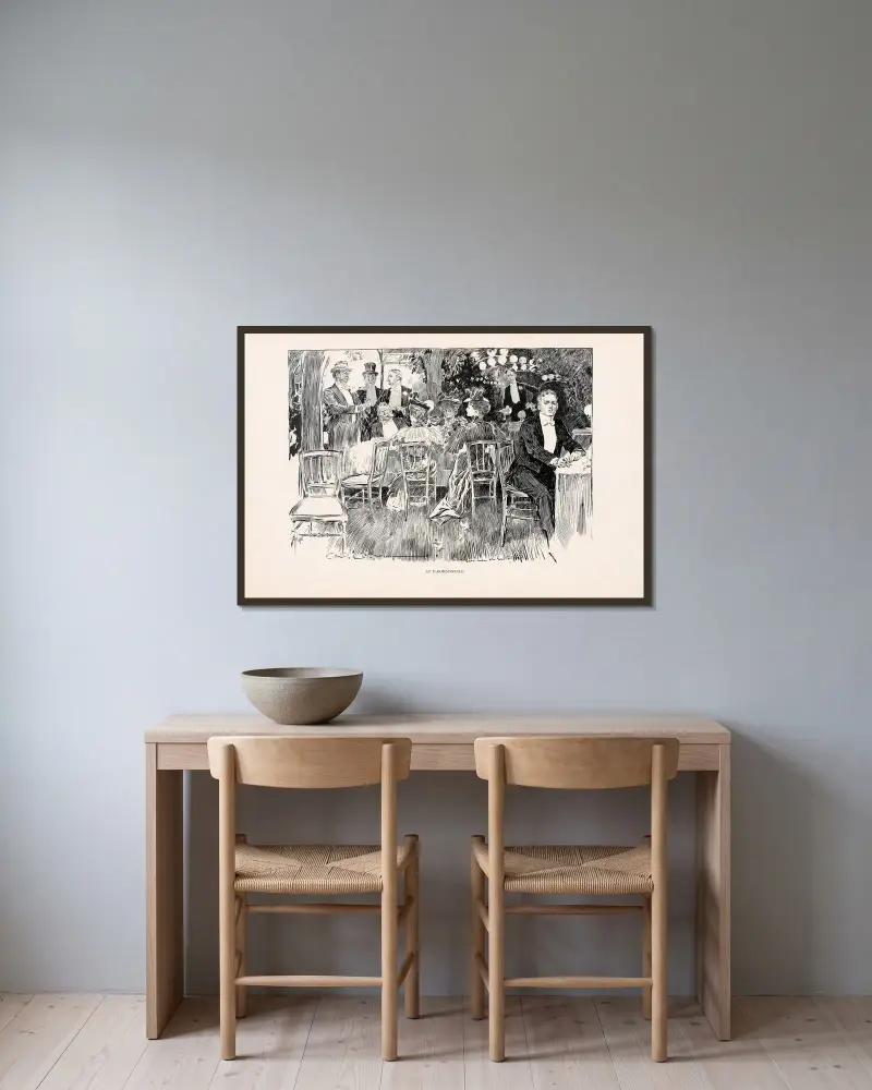 At D’Armenonville av Charles Dana Gibson inramad på en vägg