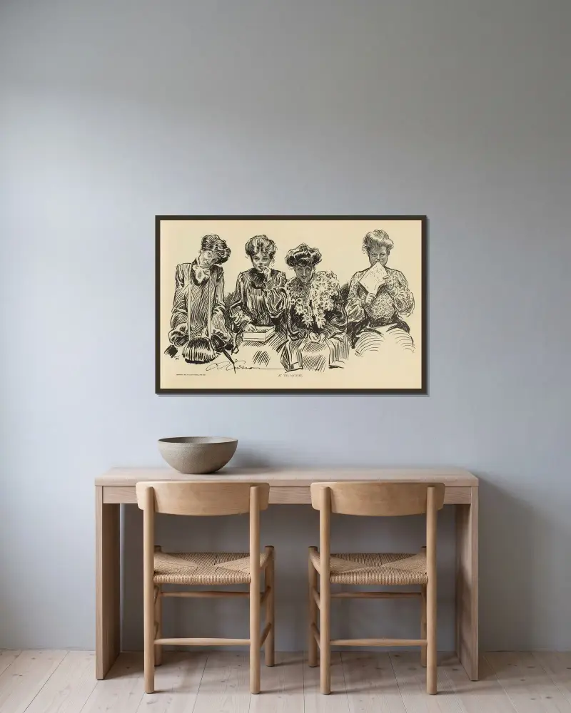 På matinén av Charles Dana Gibson inramad på en vägg