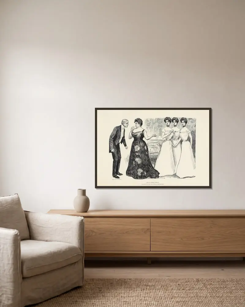 Schreckliche Verlegenheit von Charles Dana Gibson gerahmt an einer Wand