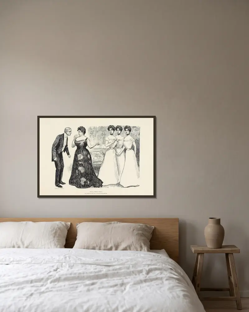 Schreckliche Verlegenheit von Charles Dana Gibson gerahmt an einer Wand