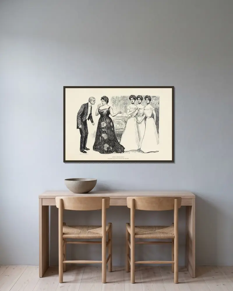 Schreckliche Verlegenheit von Charles Dana Gibson gerahmt an einer Wand